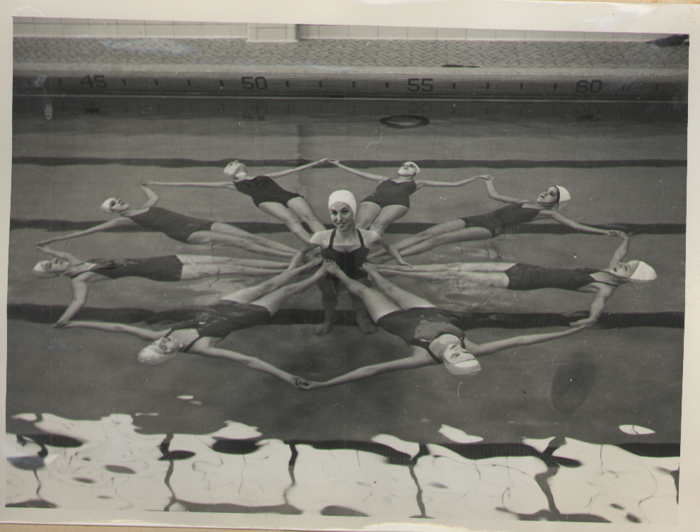 Image of a synchronized swimming class from Queens University of Charlotte